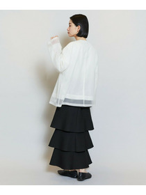 【MOGA】シアーストライプノーカラージャケット 詳細画像 ホワイト 17