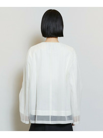 【MOGA】シアーストライプノーカラージャケット 詳細画像 ホワイト 21