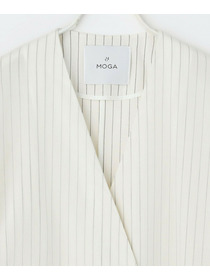 【MOGA】シアーストライプノーカラージャケット 詳細画像 ホワイト 24