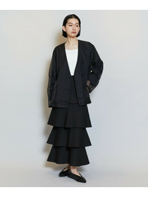 【MOGA】シアーストライプノーカラージャケット 詳細画像 ホワイト 3