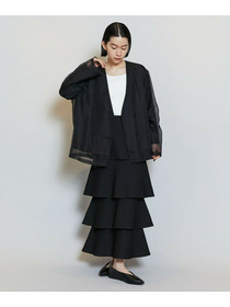 【MOGA】シアーストライプノーカラージャケット 詳細画像 ホワイト 4