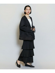 【MOGA】シアーストライプノーカラージャケット 詳細画像 ホワイト 5