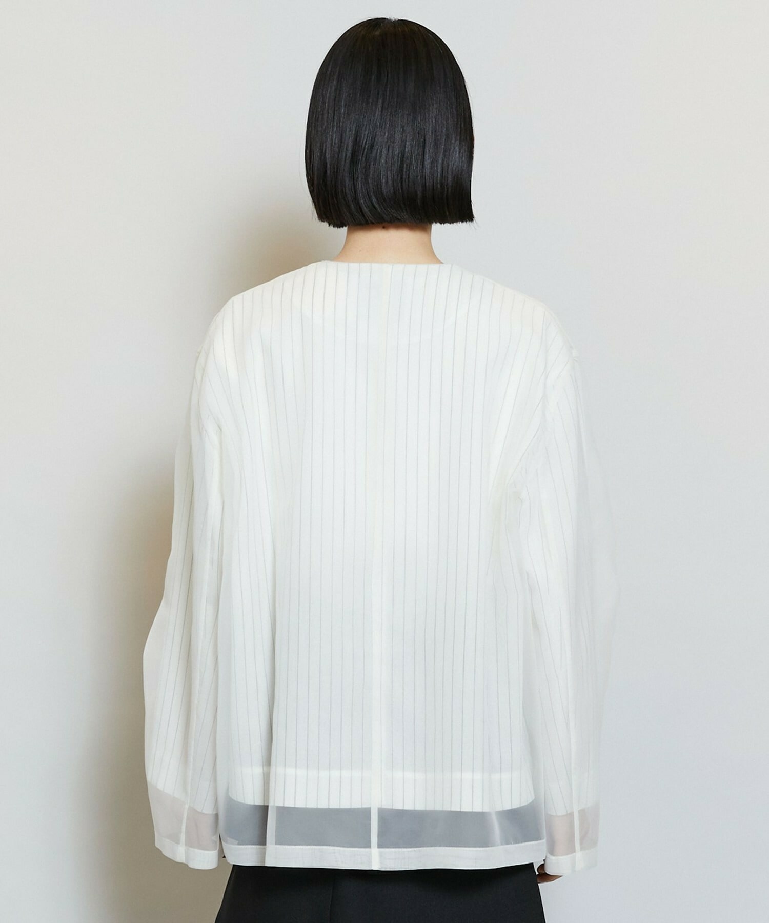【MOGA】シアーストライプノーカラージャケット 詳細画像 ホワイト 21