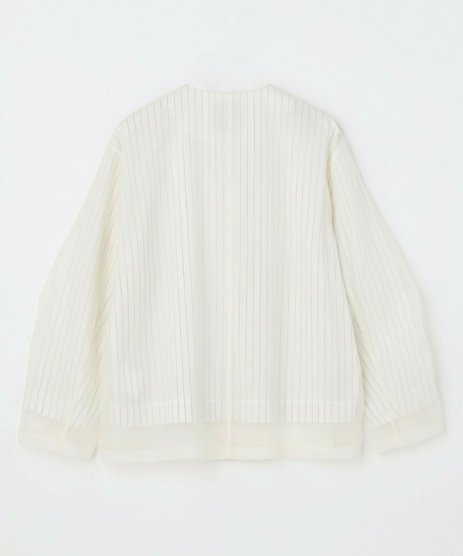 【MOGA】シアーストライプノーカラージャケット 詳細画像 ホワイト 23