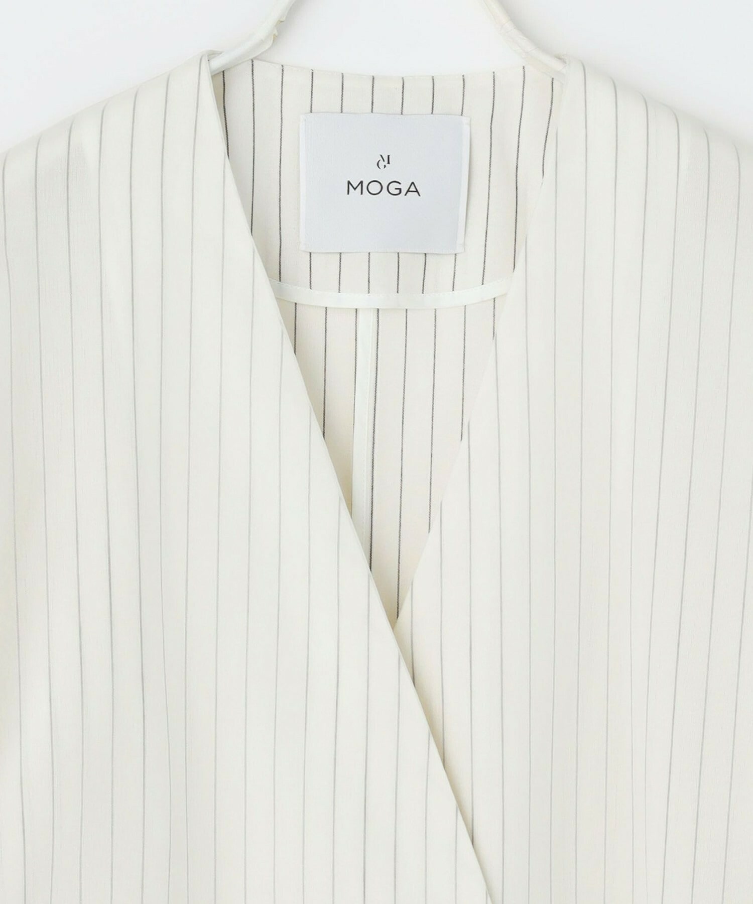 【MOGA】シアーストライプノーカラージャケット 詳細画像 ホワイト 24