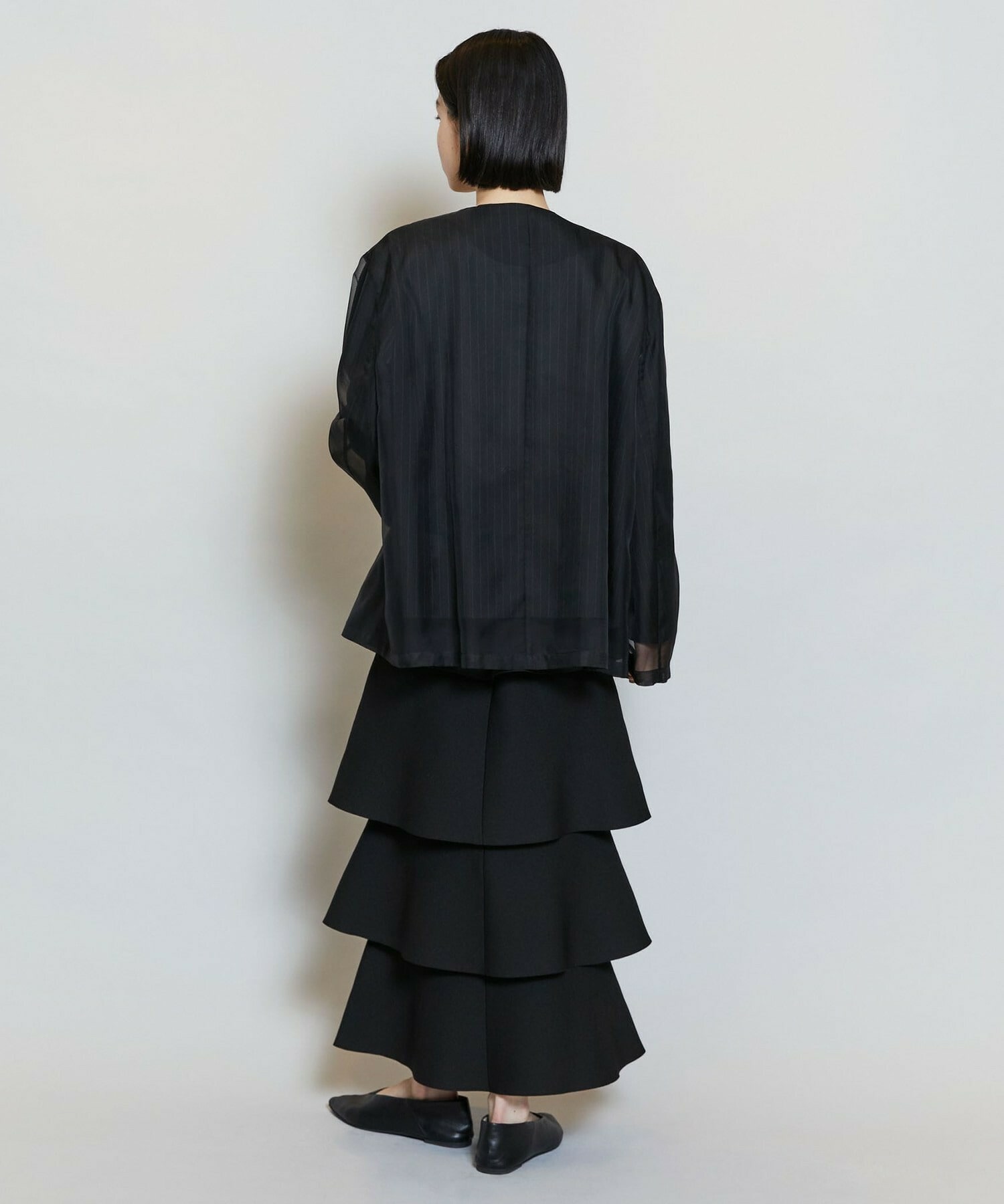 【MOGA】シアーストライプノーカラージャケット 詳細画像 ホワイト 8