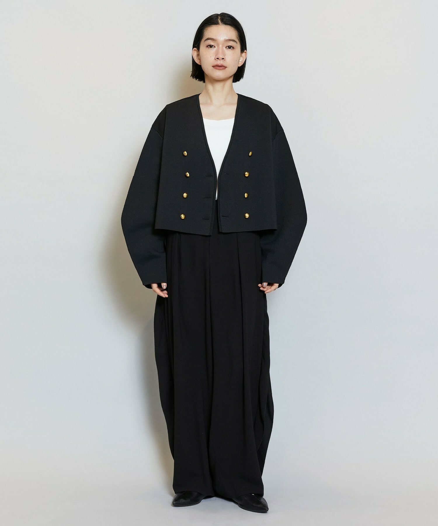 【MOGA】ソフトジョーゼットバレルパンツ 詳細画像 ブラック 1