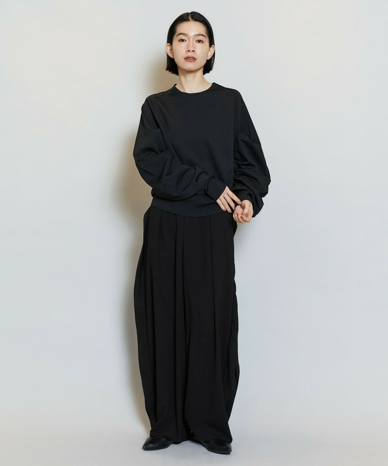 【MOGA】ソフトジョーゼットバレルパンツ 詳細画像 ブラック 12