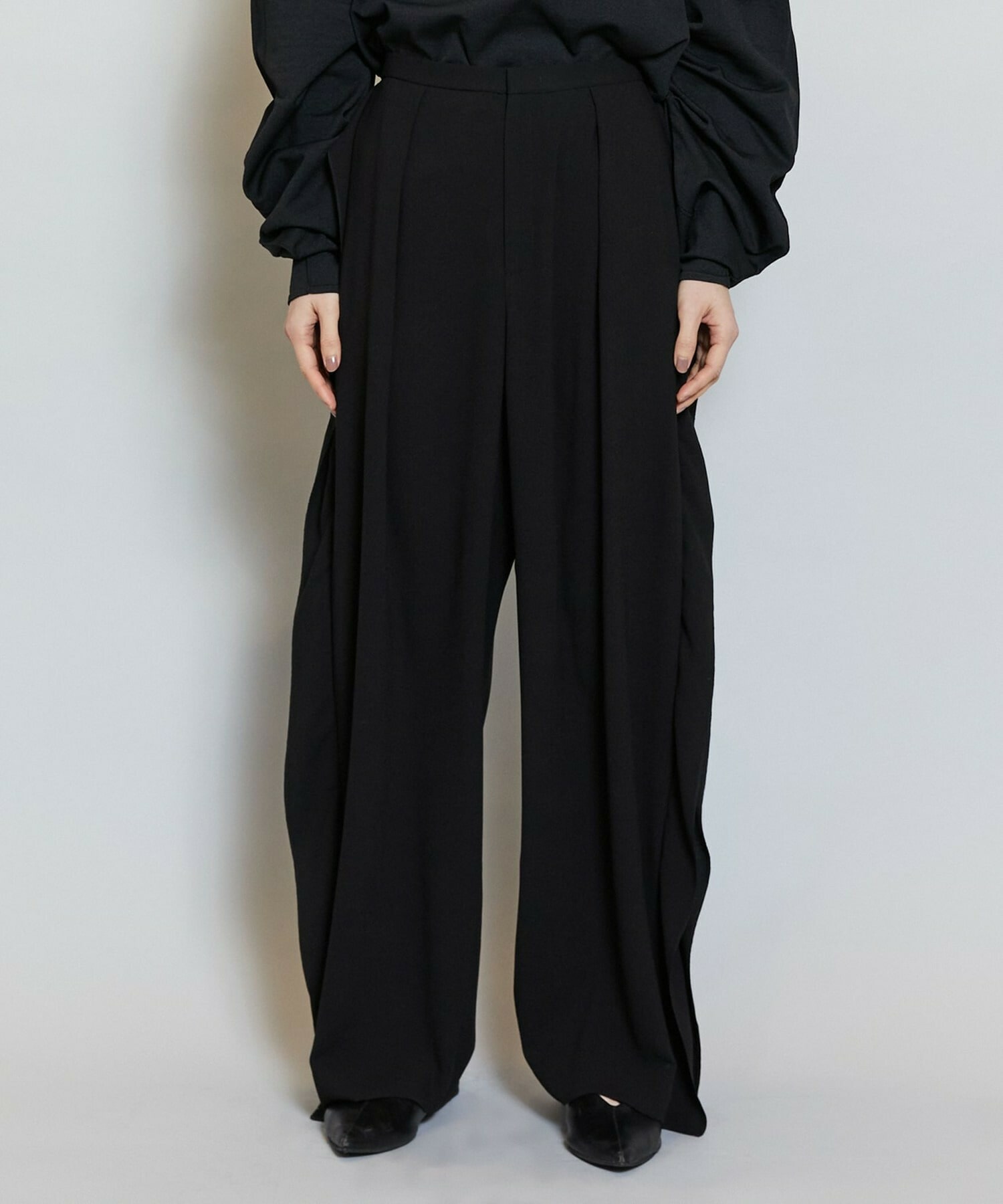 【MOGA】ソフトジョーゼットバレルパンツ 詳細画像 ブラック 20