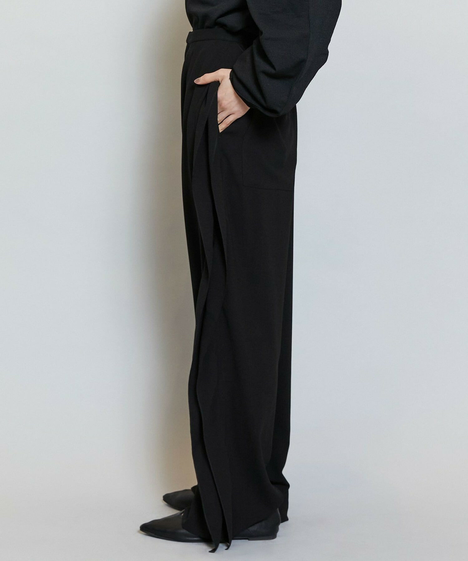 【MOGA】ソフトジョーゼットバレルパンツ 詳細画像 ブラック 22