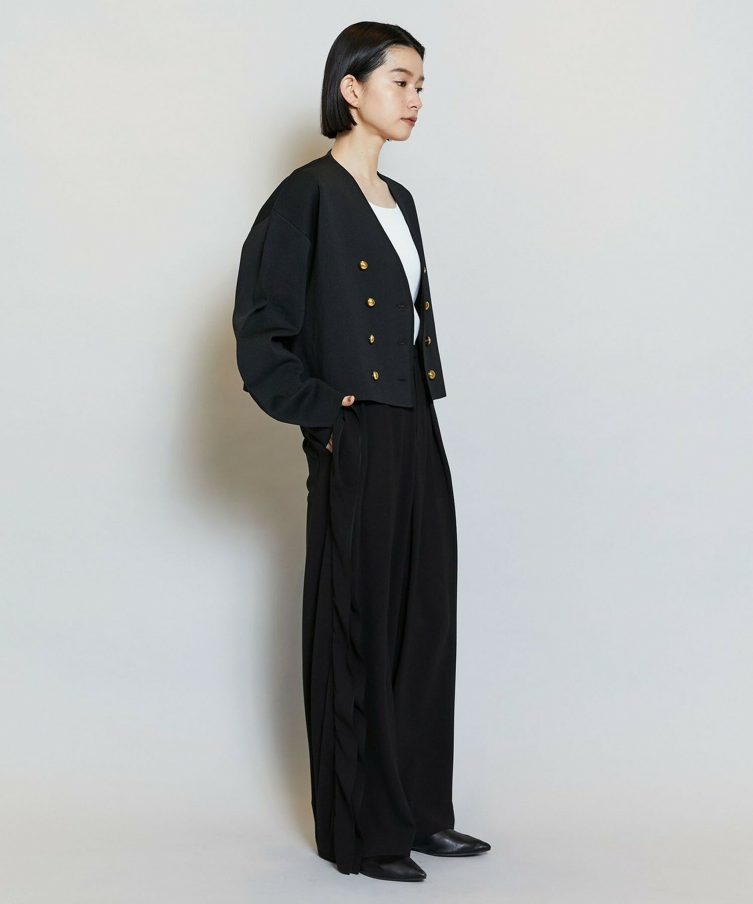 【MOGA】ソフトジョーゼットバレルパンツ 詳細画像 ブラック 3