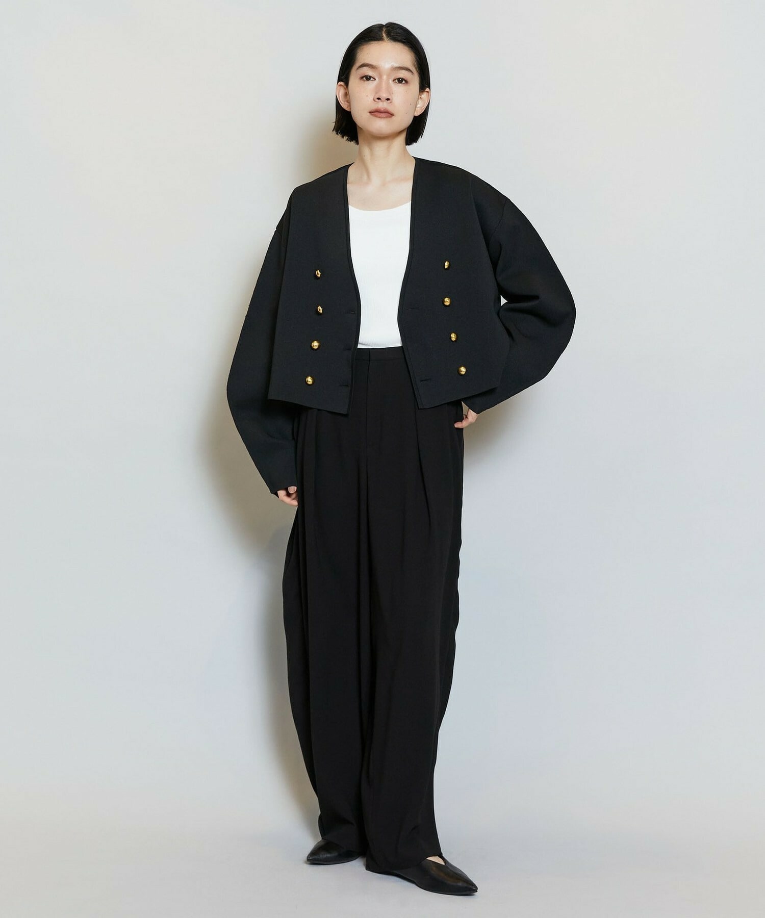 【MOGA】ソフトジョーゼットバレルパンツ 詳細画像 ブラック 9