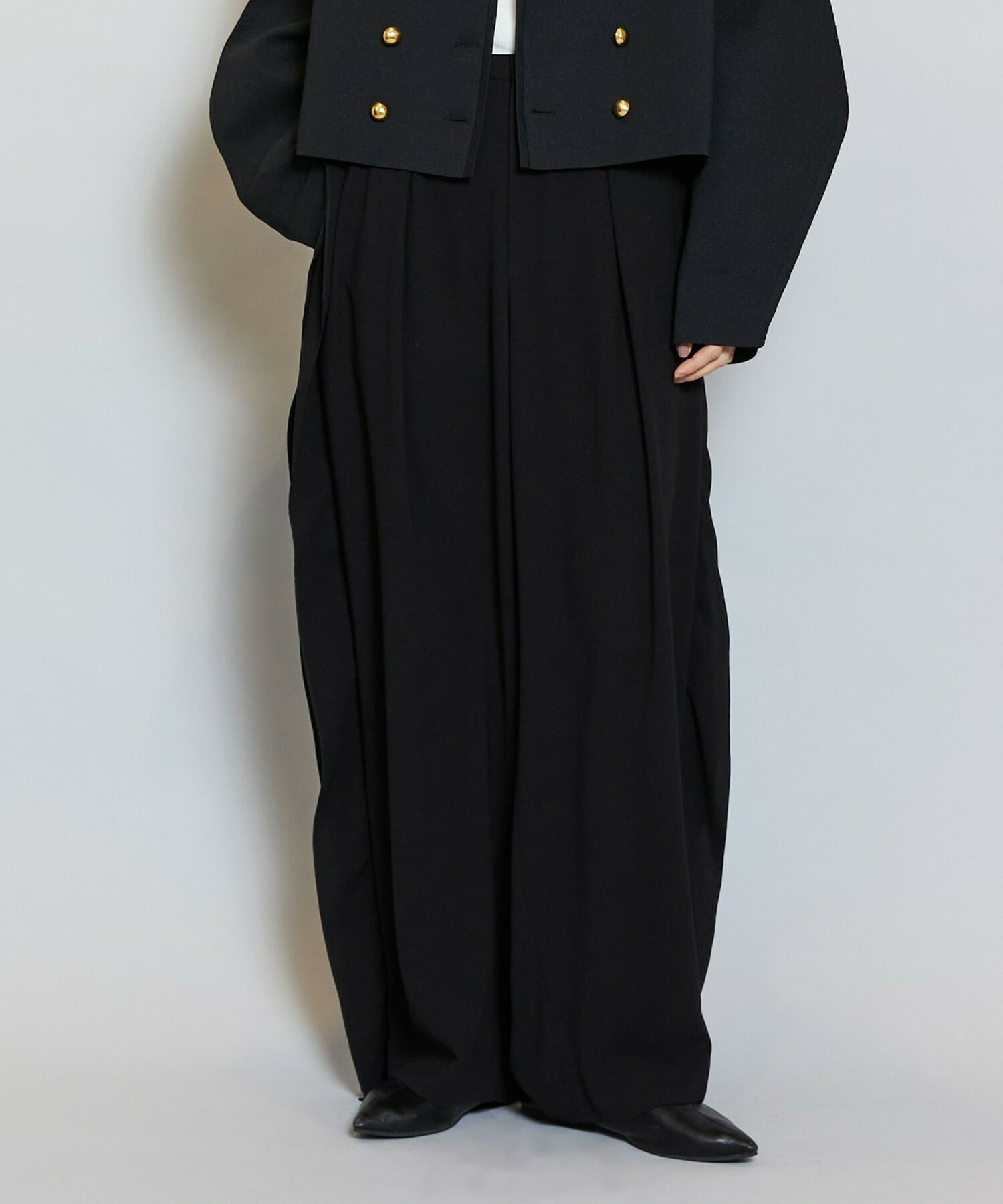 【MOGA】ソフトジョーゼットバレルパンツ 詳細画像 ブラック 1