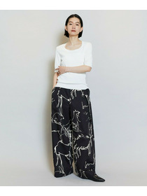 【MOGA】ドローイングプリントワイドパンツ 詳細画像 ブラック系その他 12