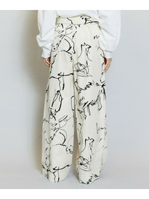 【MOGA】ドローイングプリントワイドパンツ 詳細画像 ブラック系その他 22