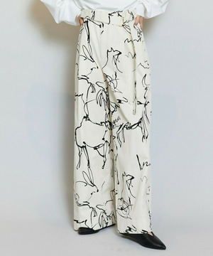 【MOGA】ドローイングプリントワイドパンツ 詳細画像 アイボリー 1
