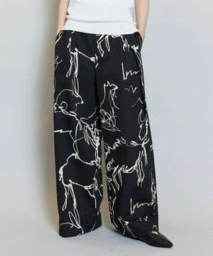 【MOGA】ドローイングプリントワイドパンツ 詳細画像 ブラック系その他 1