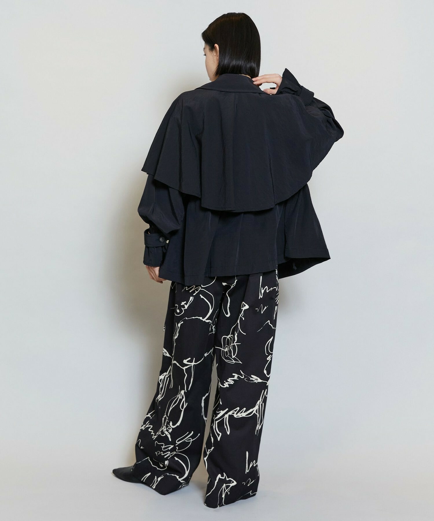 【MOGA】ドローイングプリントワイドパンツ 詳細画像 ブラック系その他 11
