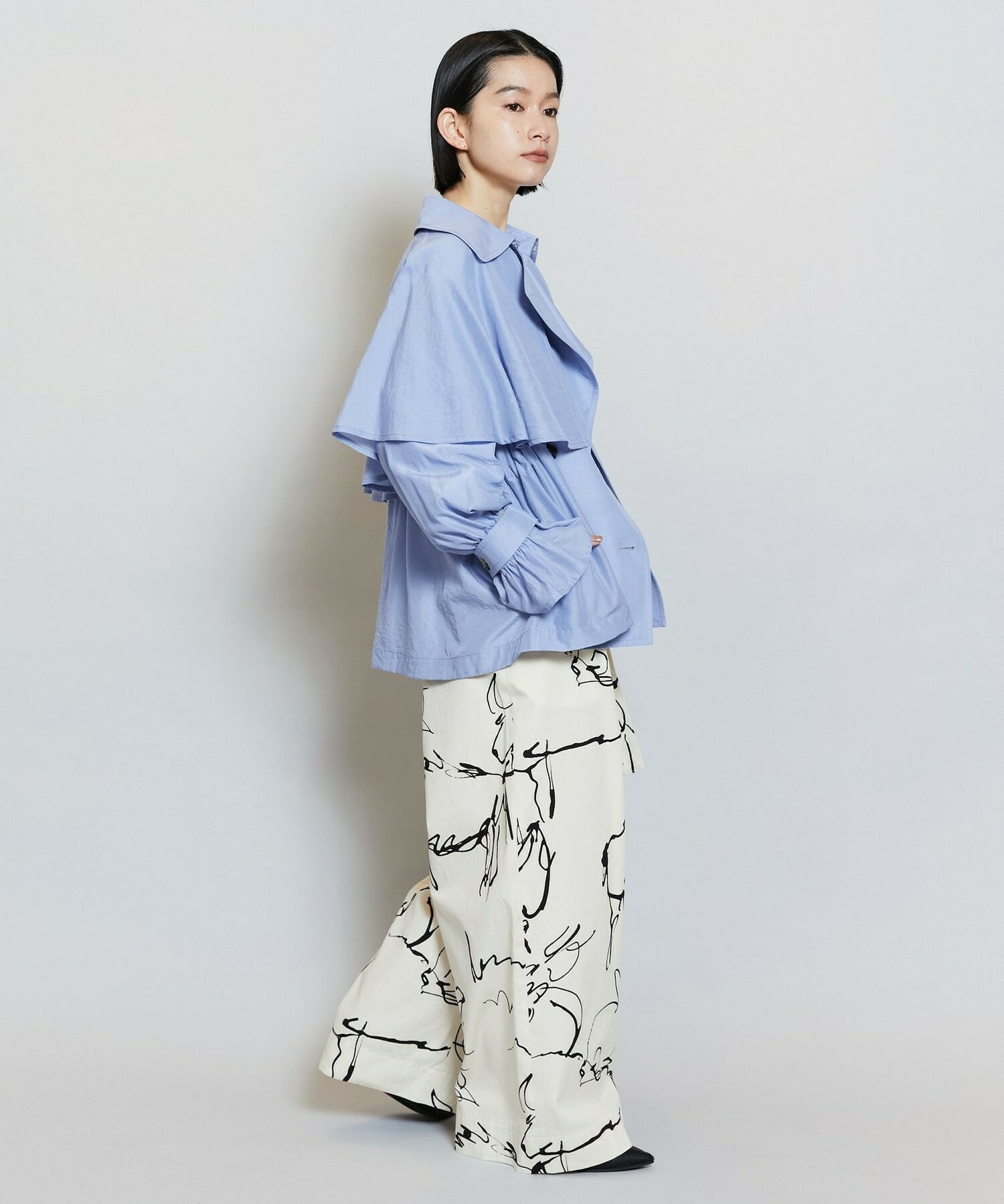 【MOGA】ドローイングプリントワイドパンツ 詳細画像 ブラック系その他 16