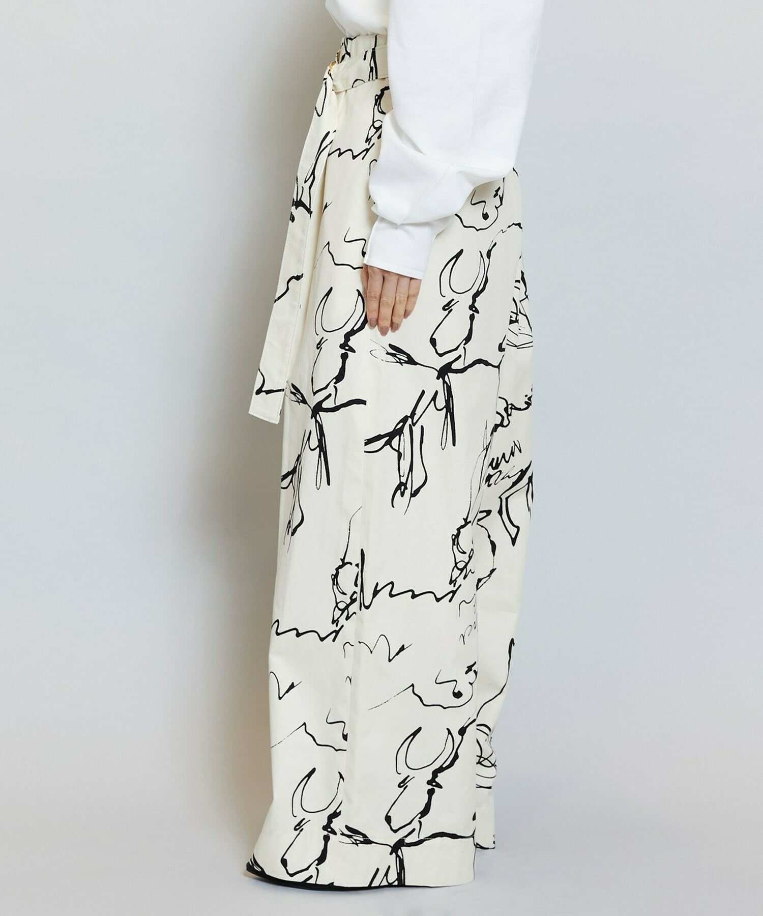 【MOGA】ドローイングプリントワイドパンツ 詳細画像 ブラック系その他 21