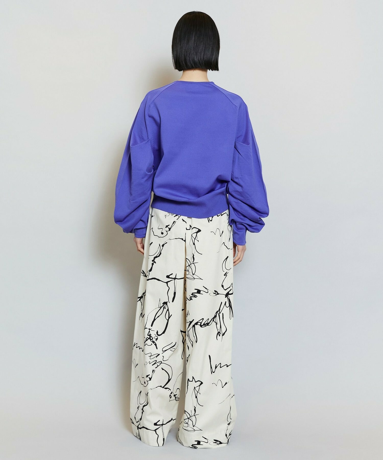 【MOGA】ドローイングプリントワイドパンツ 詳細画像 ブラック系その他 3