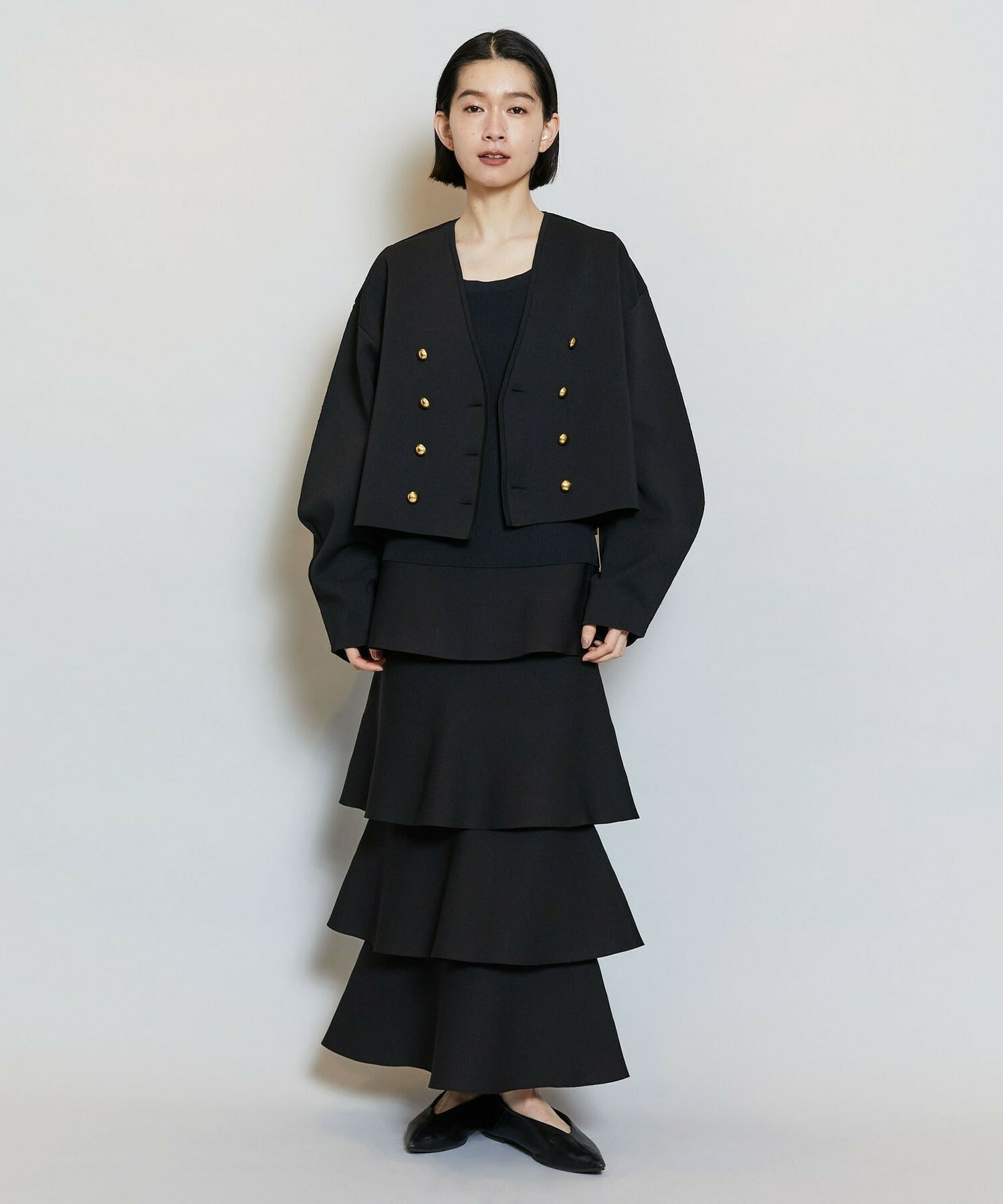 【MOGA】バルキーポリエステルニットジャケット 詳細画像 ブラック 11