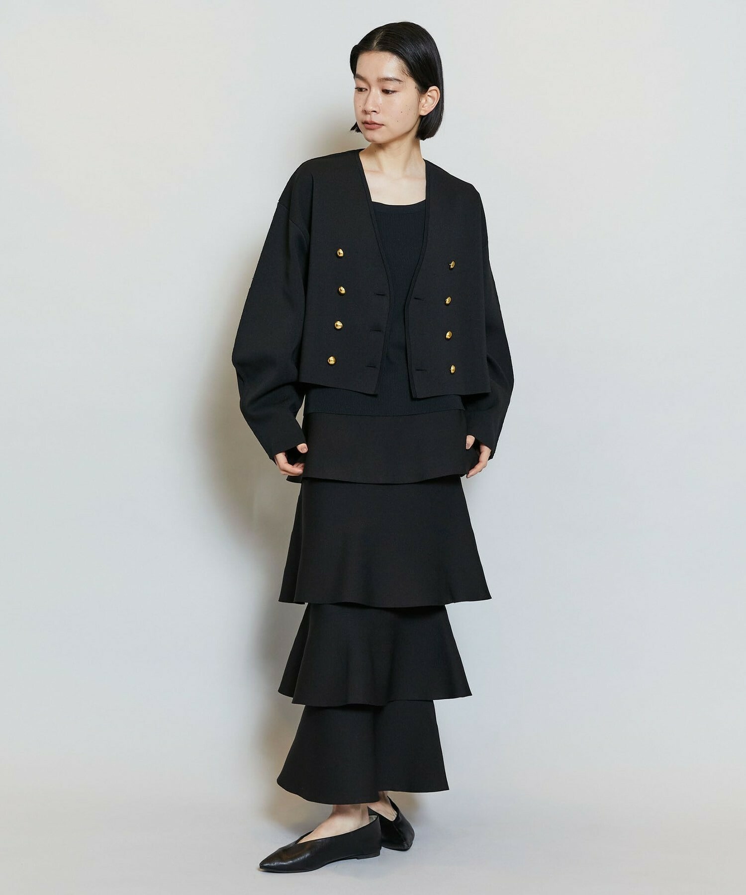 【MOGA】バルキーポリエステルニットジャケット 詳細画像 ブラック 13