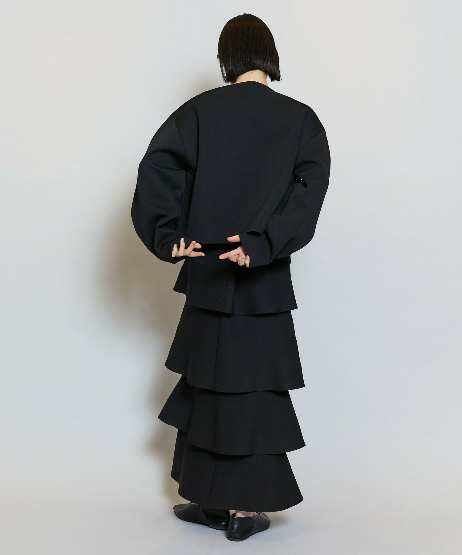 【MOGA】バルキーポリエステルニットジャケット 詳細画像 ブラック 17