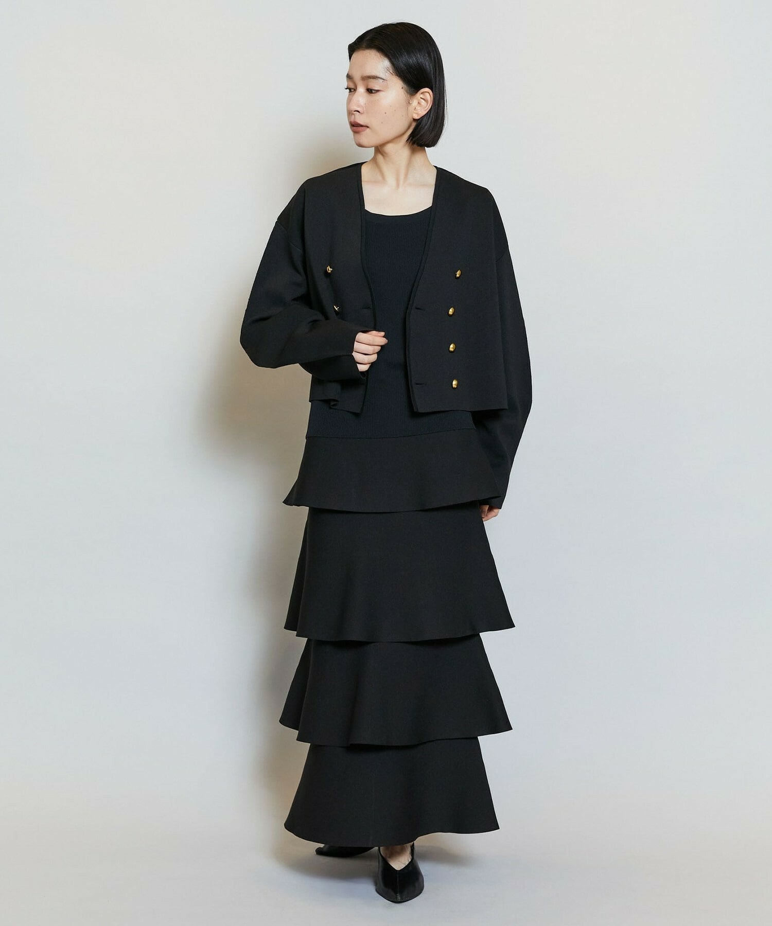 【MOGA】バルキーポリエステルニットジャケット 詳細画像 ブラック 19