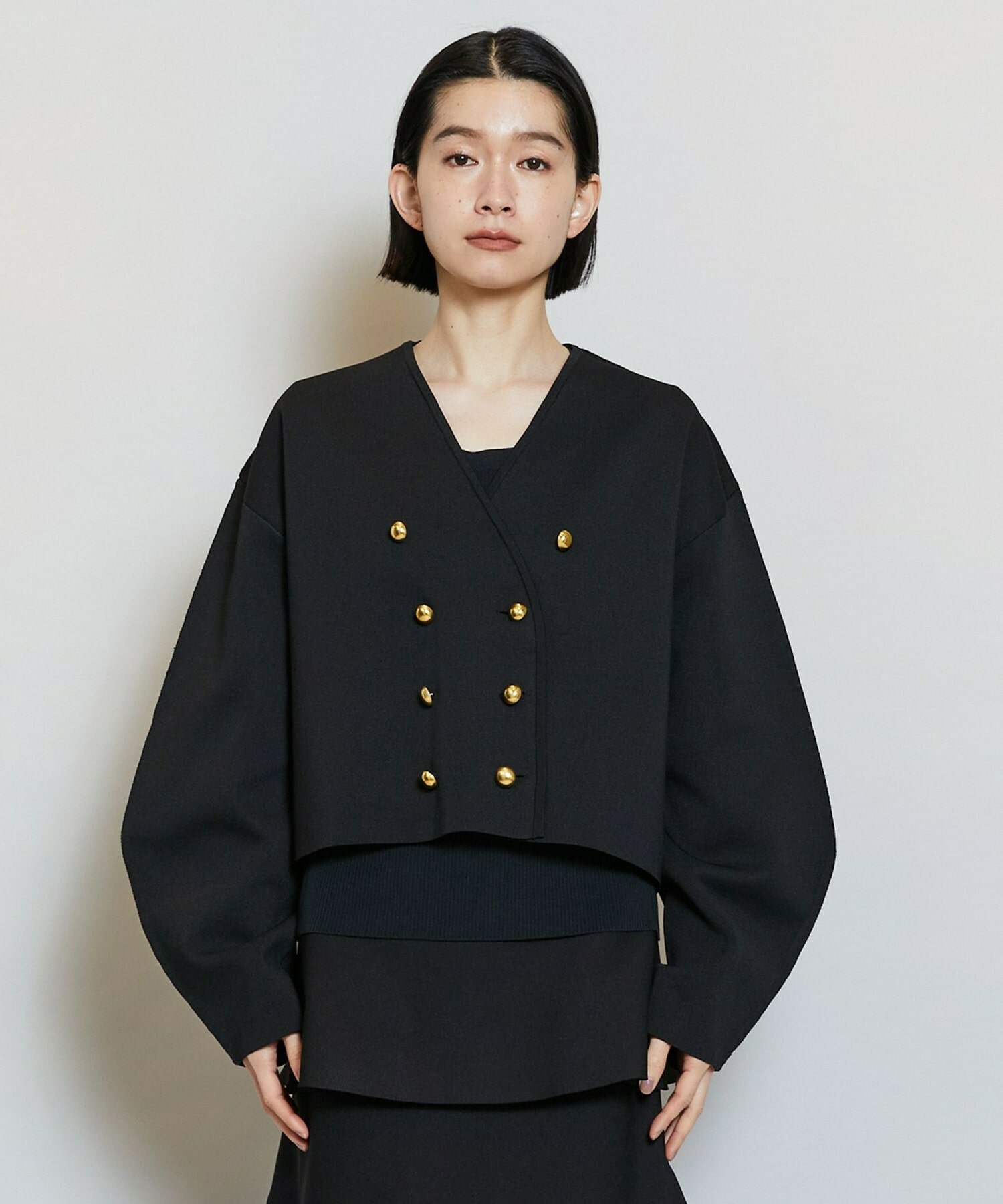 【MOGA】バルキーポリエステルニットジャケット 詳細画像 ブラック 21