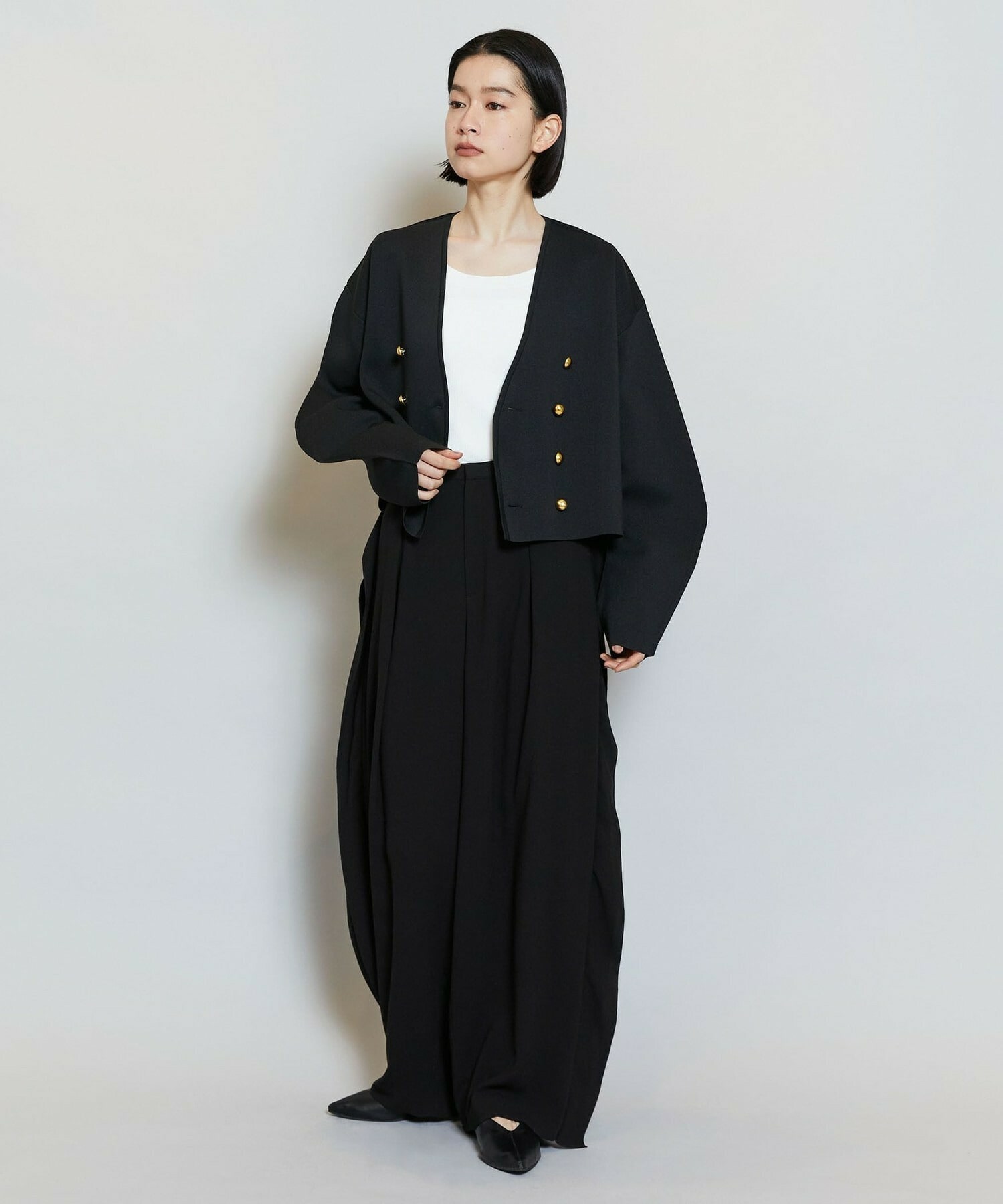 【MOGA】バルキーポリエステルニットジャケット 詳細画像 ブラック 9