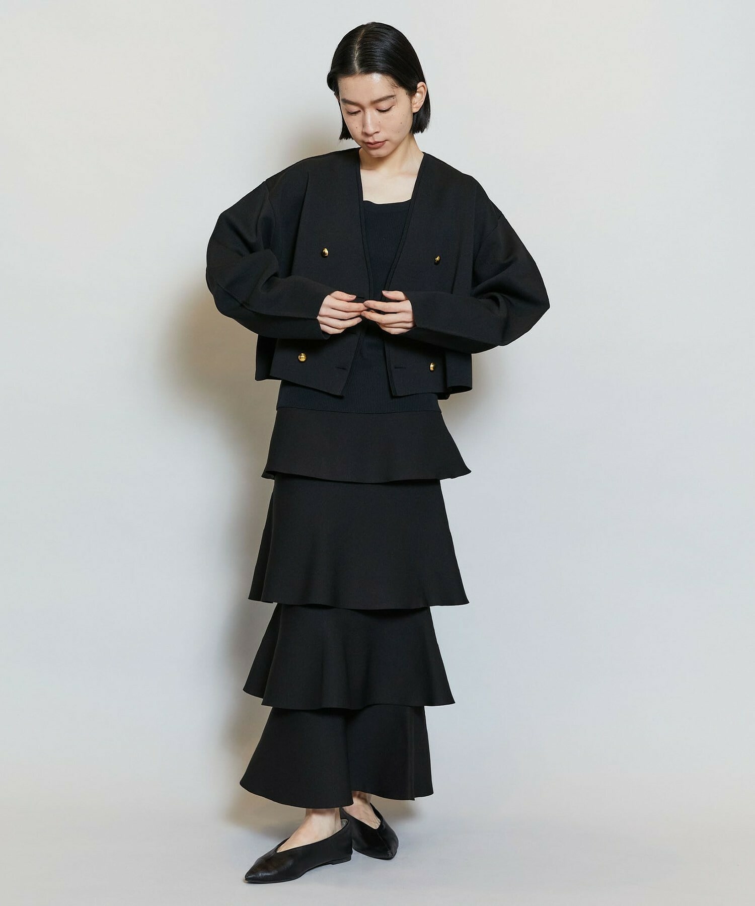 【MOGA】バルキーポリエステルニットスカート 詳細画像 ブラック 2