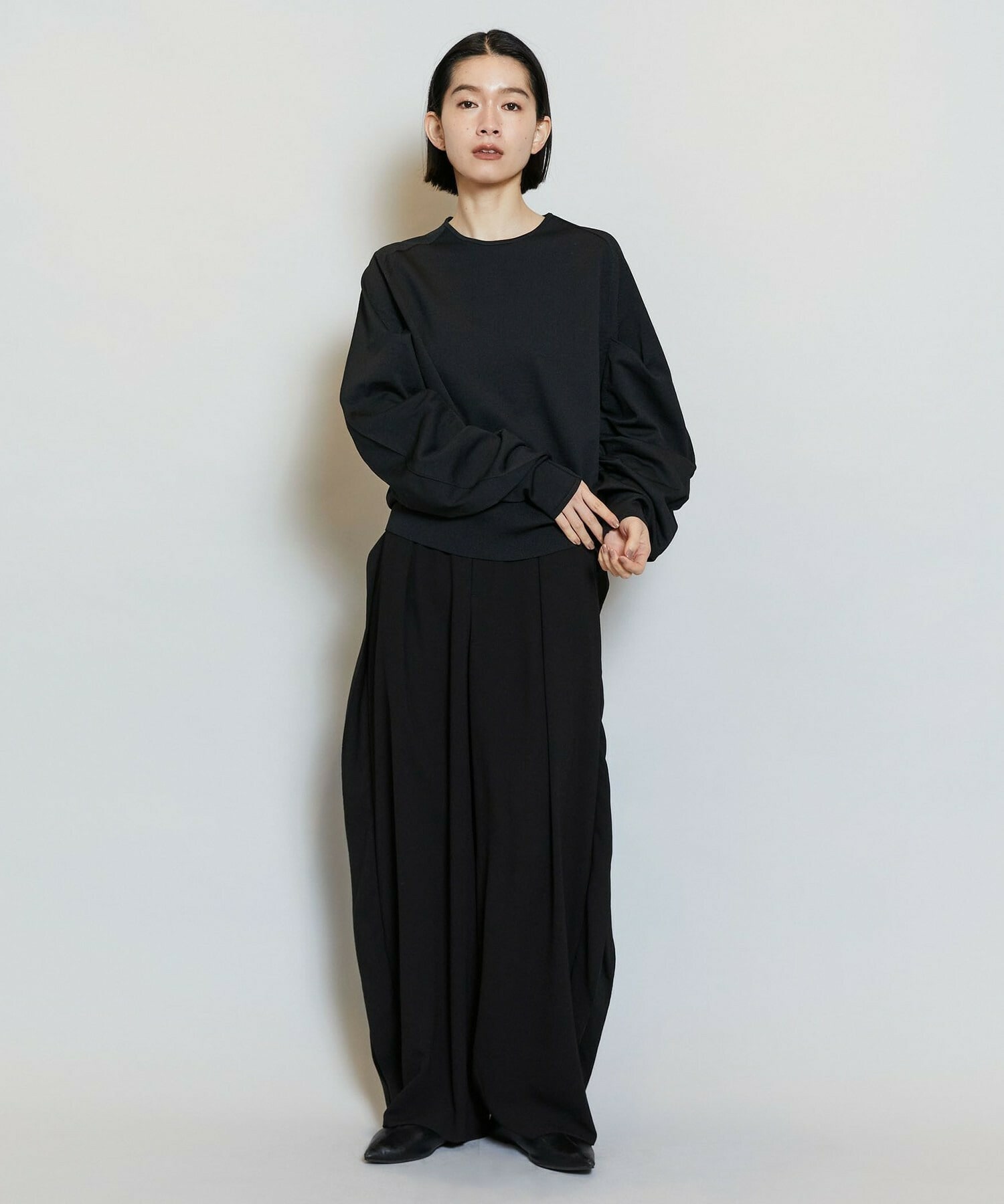 【MOGA】バルキーポリエステルニットトップス 詳細画像 ブラック 3