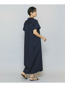 【MOGA】ストレッチタイプライタースタンドカラーロングワンピース 詳細画像 サックスブルー 11