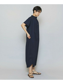 【MOGA】ストレッチタイプライタースタンドカラーロングワンピース 詳細画像 サックスブルー 12