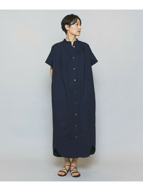 【MOGA】ストレッチタイプライタースタンドカラーロングワンピース 詳細画像 サックスブルー 14