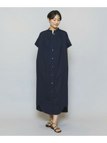 【MOGA】ストレッチタイプライタースタンドカラーロングワンピース 詳細画像 サックスブルー 15