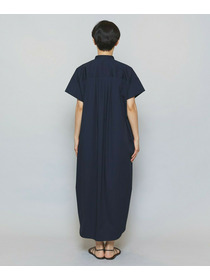 【MOGA】ストレッチタイプライタースタンドカラーロングワンピース 詳細画像 サックスブルー 20