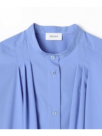 【MOGA】ストレッチタイプライタースタンドカラーロングワンピース 詳細画像 サックスブルー 23