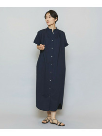 【MOGA】ストレッチタイプライタースタンドカラーロングワンピース 詳細画像 サックスブルー 5