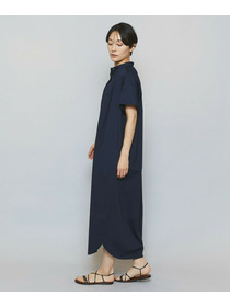 【MOGA】ストレッチタイプライタースタンドカラーロングワンピース 詳細画像 サックスブルー 8