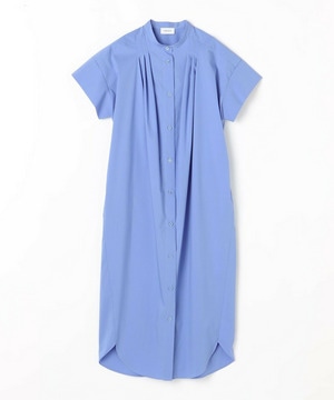 【MOGA】ストレッチタイプライタースタンドカラーロングワンピース 詳細画像 サックスブルー 1