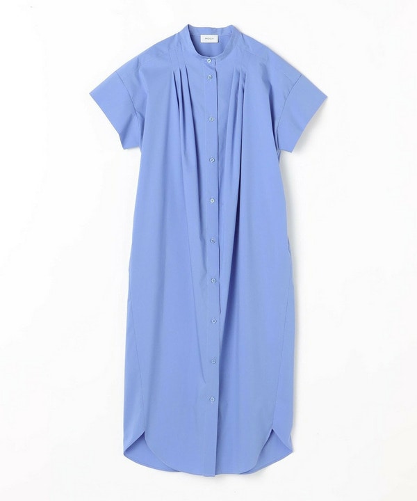 ストレッチタイプライタースタンドカラーロングワンピース 詳細画像 サックスブルー 1