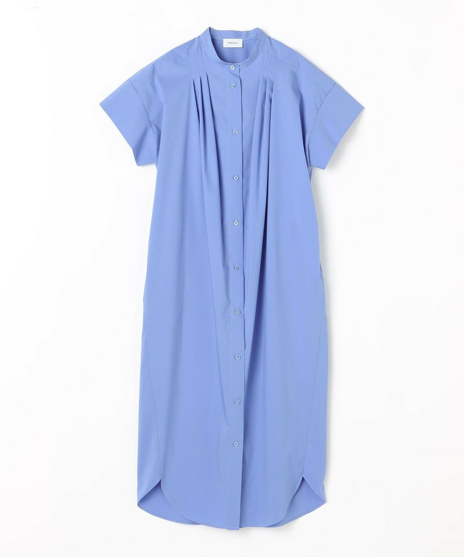 【MOGA】ストレッチタイプライタースタンドカラーロングワンピース 詳細画像 サックスブルー 21