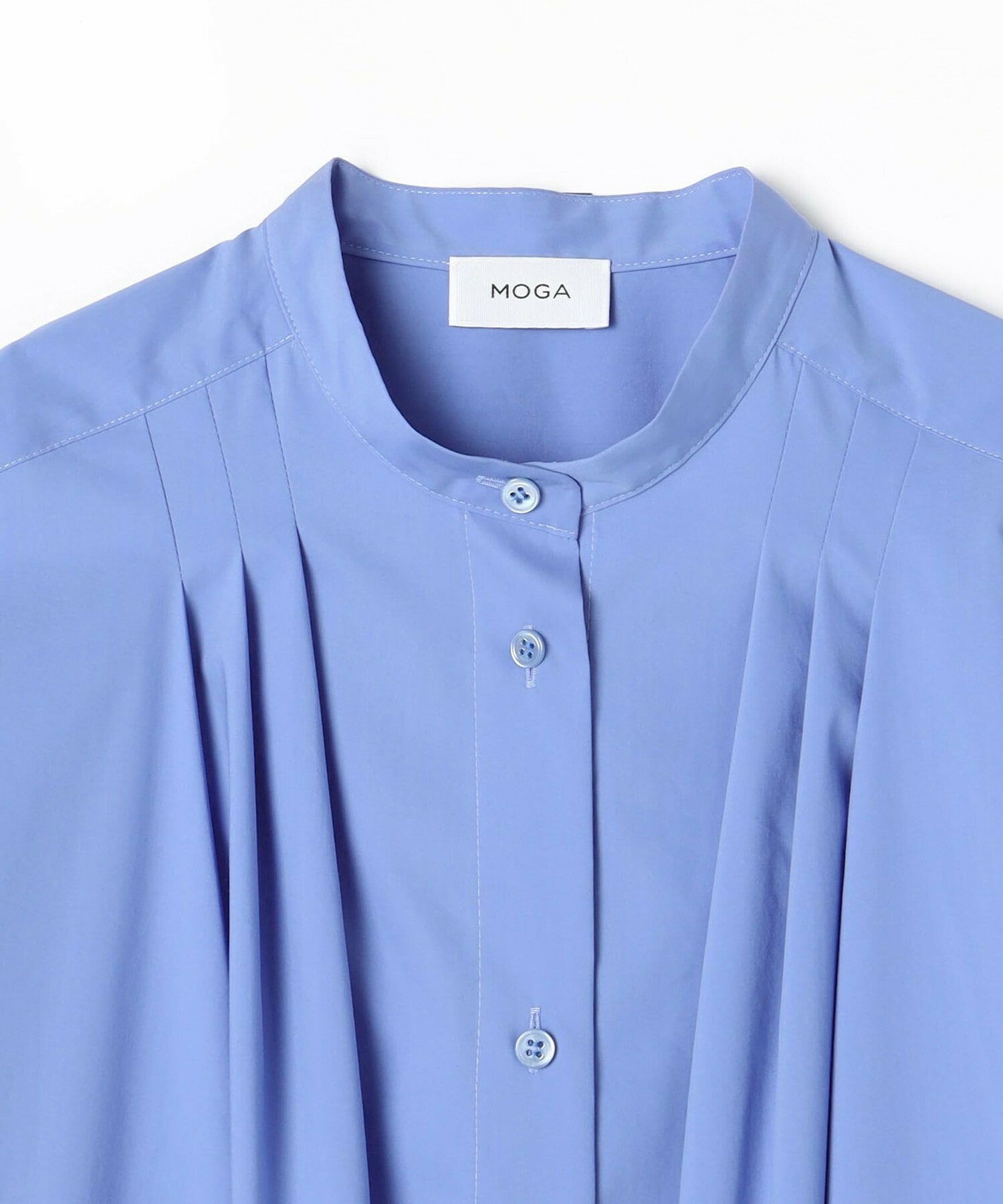 【MOGA】ストレッチタイプライタースタンドカラーロングワンピース 詳細画像 サックスブルー 23