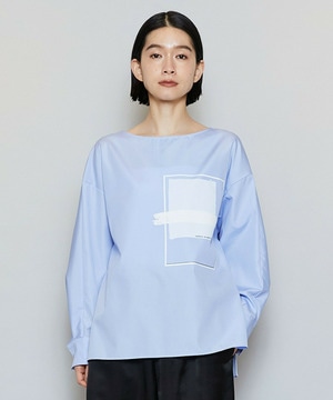 【MOGA】コットンブロードアートプリントブラウス 詳細画像 サックスブルー 1