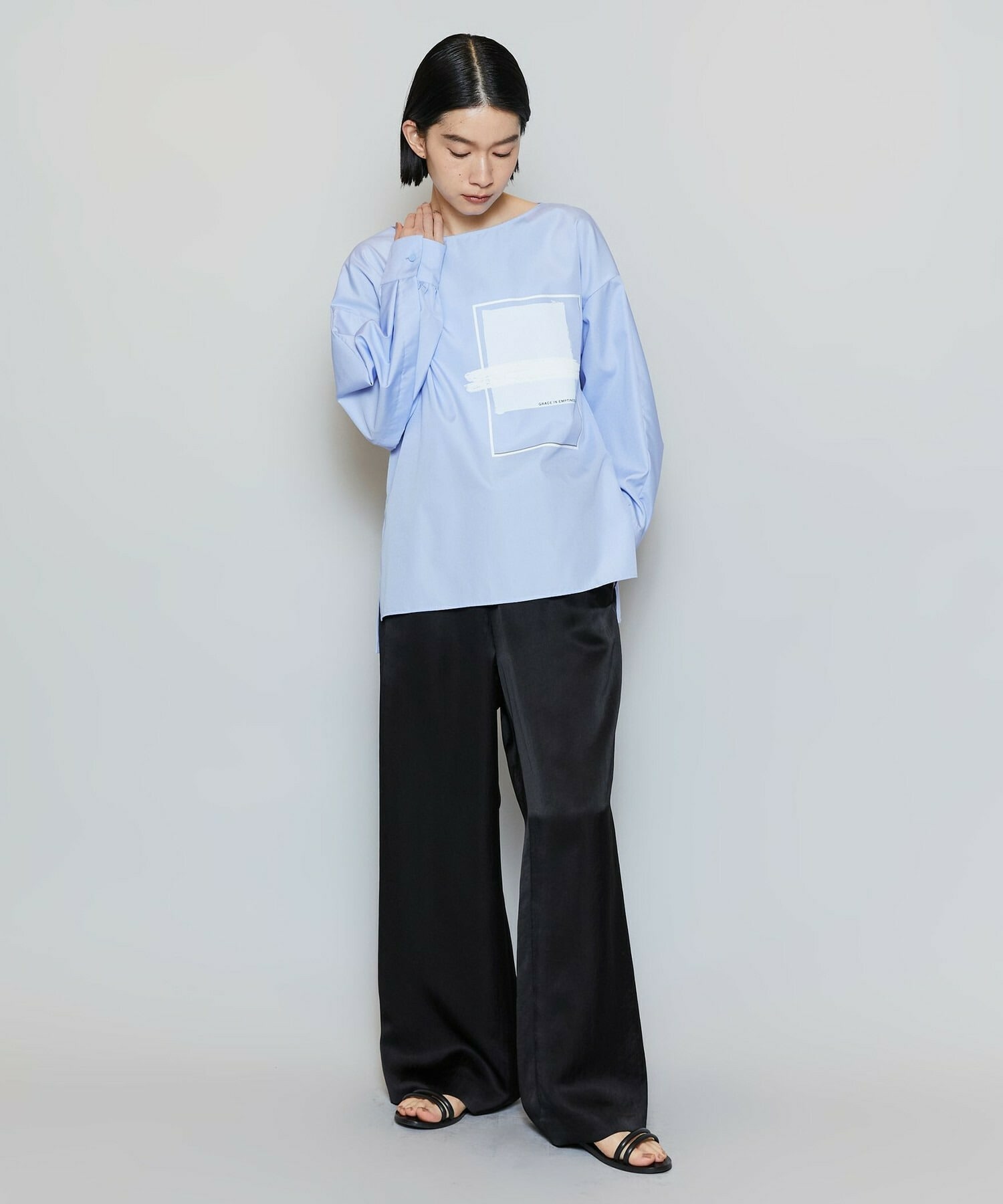 【MOGA】コットンブロードアートプリントブラウス 詳細画像 サックスブルー 1