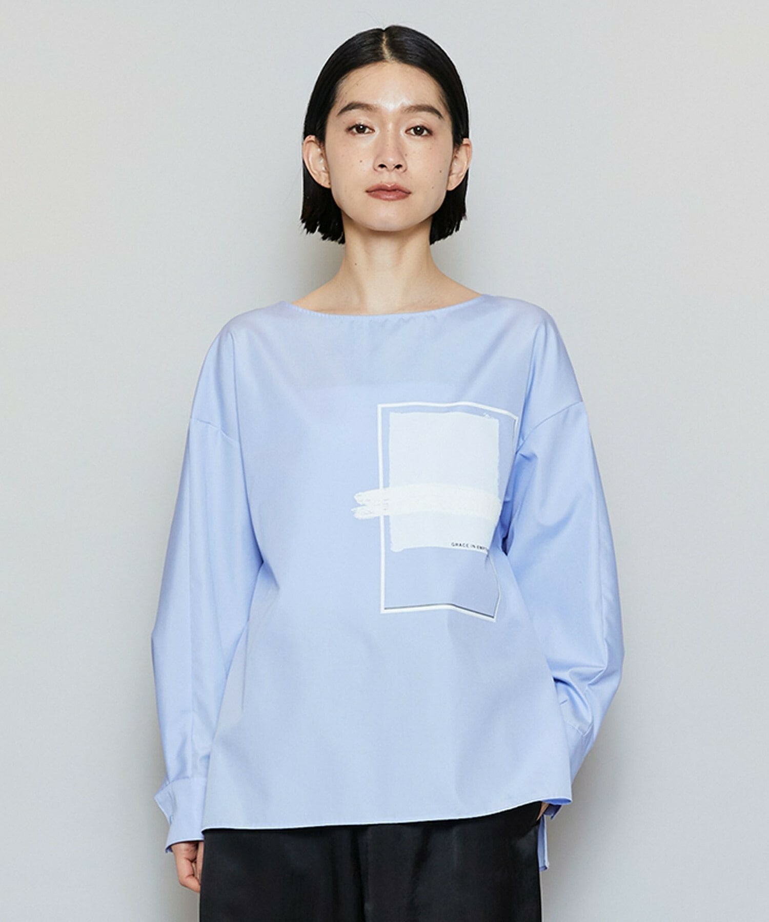 【MOGA】コットンブロードアートプリントブラウス 詳細画像 サックスブルー 1