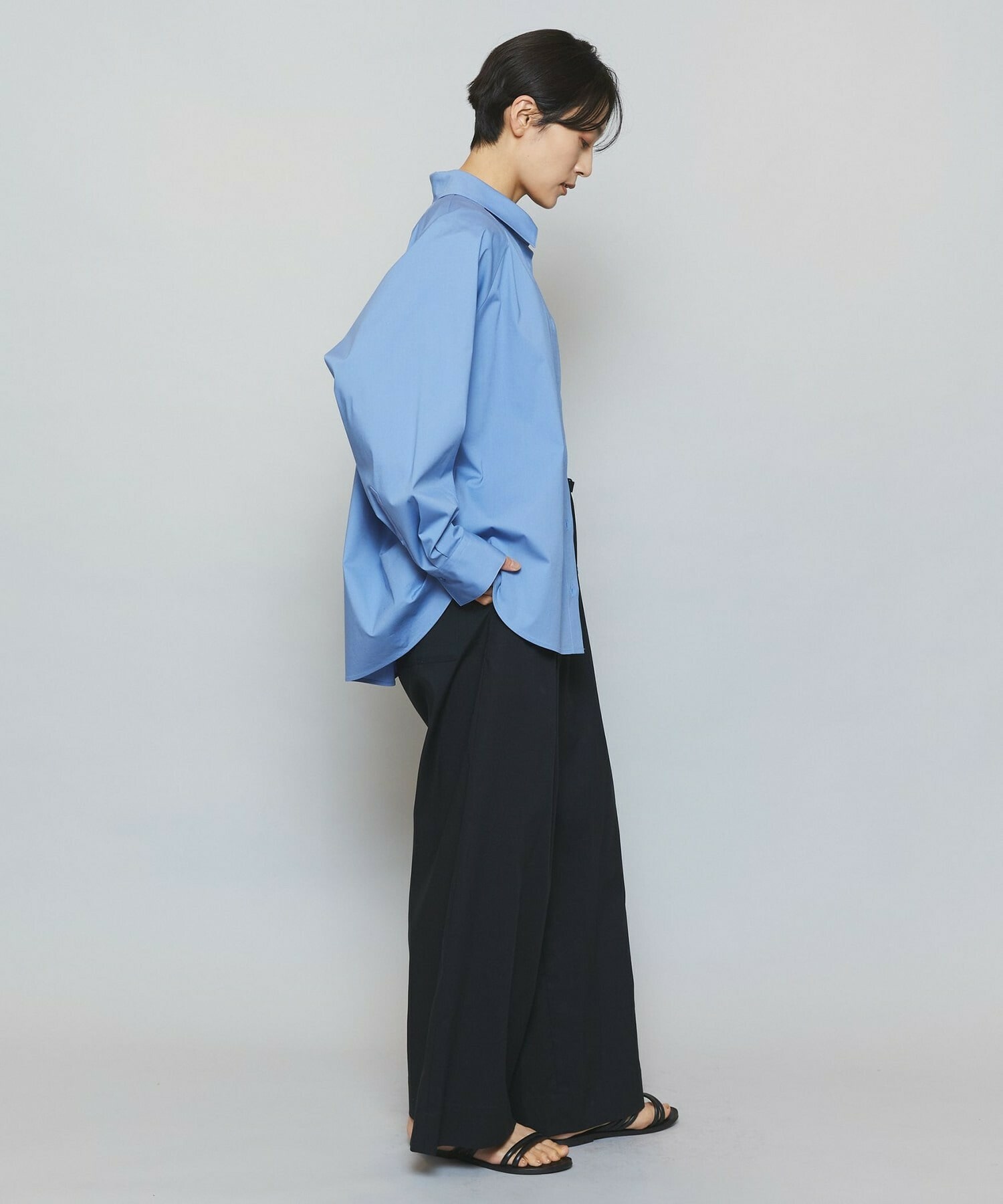 【MOGA】ストレッチタイプライターラグランスリーブシャツブラウス 詳細画像 ネイビー 14