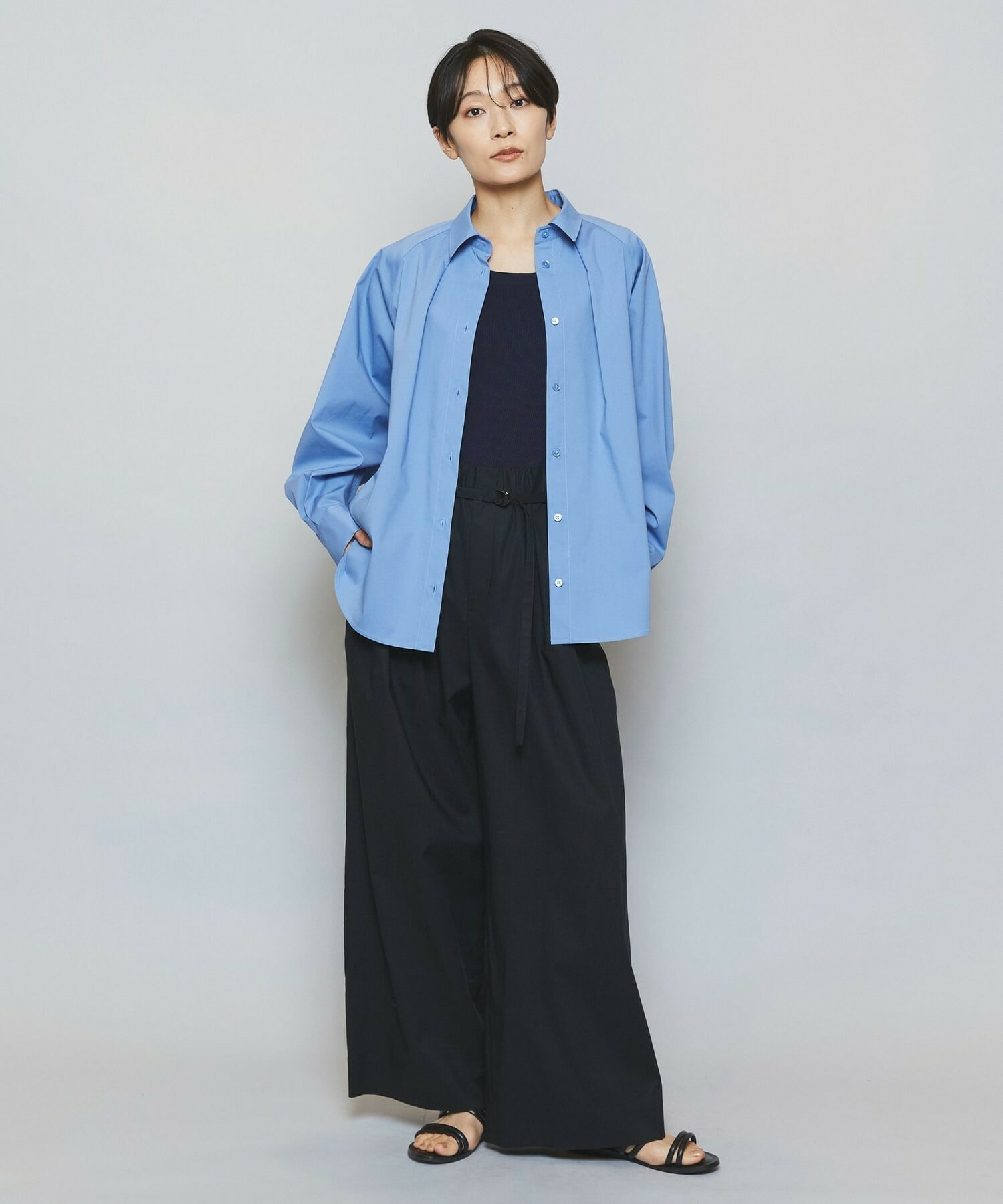 【MOGA】ストレッチタイプライターラグランスリーブシャツブラウス 詳細画像 ネイビー 16